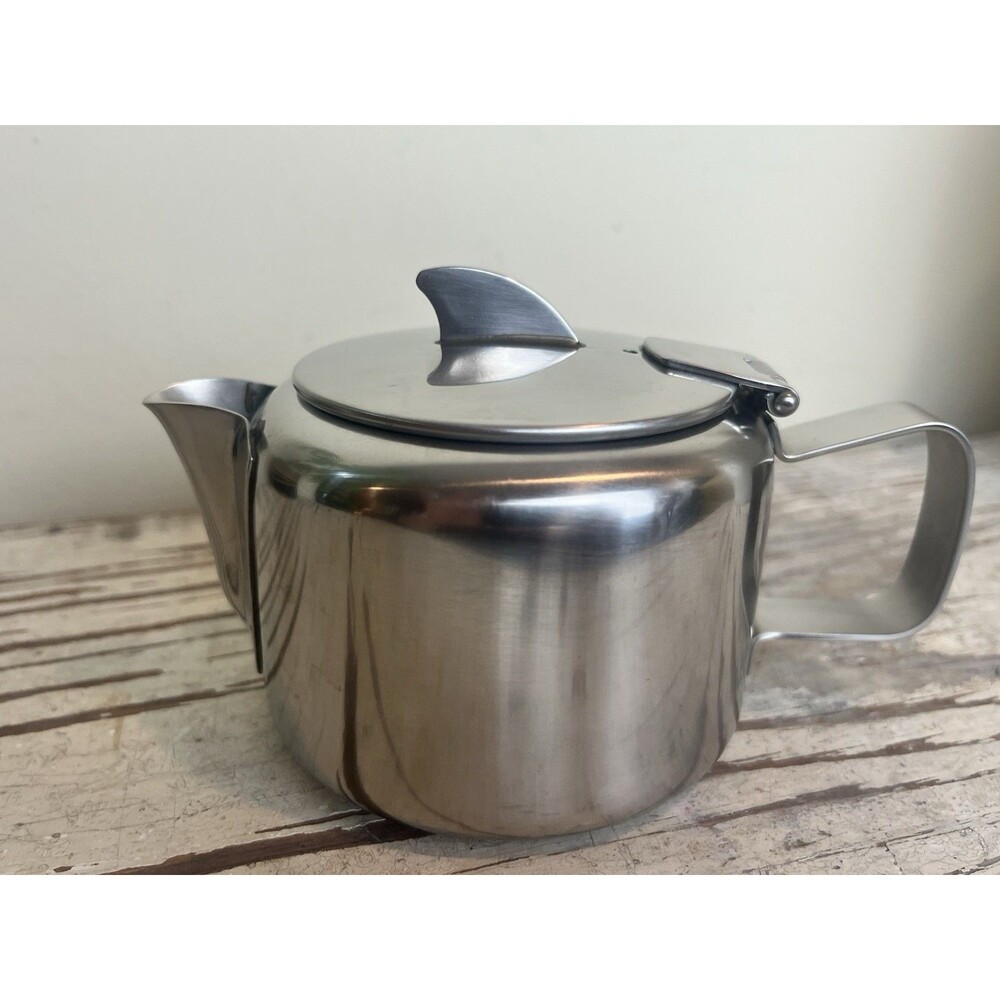 Rare Vintage MCM Old Hall Stainless Steal Teapot 3/4pt Modern Art Deco Retro - Picture 2 of 9